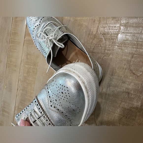 Shellys London STELLA  metallic silver Oxford platform shoes sneakers lace up - Picture 10 of 14